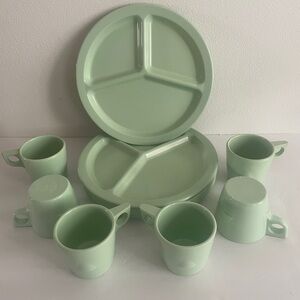 Mint VTG Set 6 plates 6cups Texas Ware Melmac Melamine Dish ware Retro Bobo USA